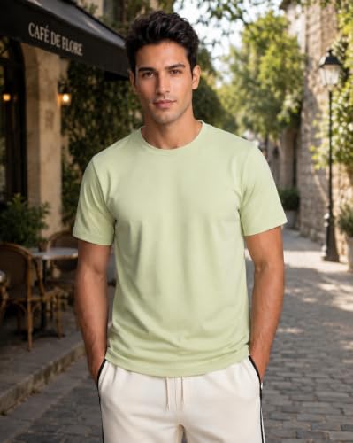 Image of NOBERO 100% Cotton T Shirts for Men Stylish | Regular Fit | Solid T Shirts for Men 180 GSM Combed Cotton | Round Neck Half Sleeve