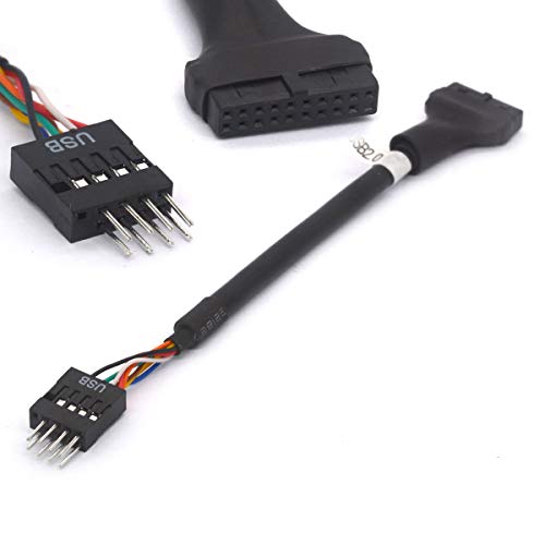 Cable Adaptador USB 3.0 a 2.0 convertidor USB 3.0 DE 19 Pines Hembra a USB 2.0 DE 9 Pines Macho convertidor de Placa Base de Intel ASUS Gigabyte MSI Puertos