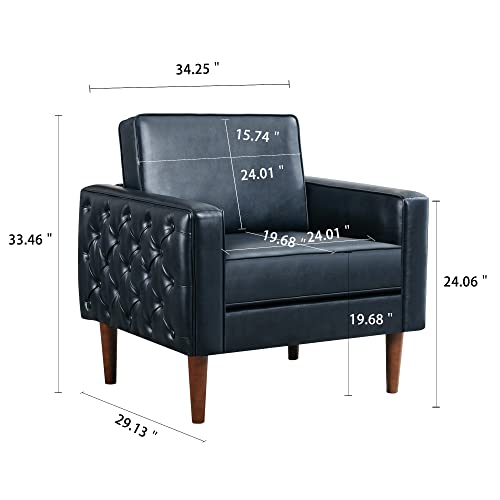 Sillón tapizado tufted azul moderno miniatura 2