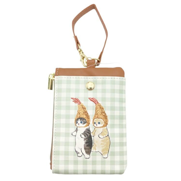 カミオジャパン mofusand キーパスケース ギンガムチェック Chou Chou Poche 097230 モフサンド えびにゃん グリーン