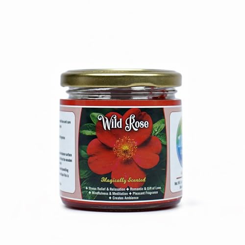 Image of Wild Rose Scented Candle, 142 g Pure Glass Jar with Wooden Wick, Romantic Floral Fragrance, Long-Lasting Burn, for Home Decor & Relaxation