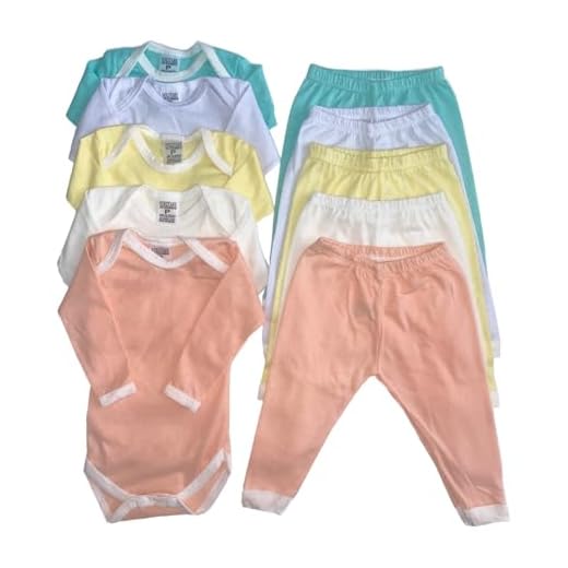 Kit 10 peças Body e Calça Manga Longa Conjuntos Roupa de Bebê (Unissex, G (4 a 6 meses))