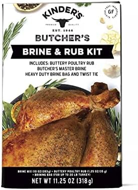Kinder's Butcher's Brine and Rub Kit, Includes Buttery Poultry Rub, Butcher's Master Brine Mix and Heavy Duty Brine Bag for up to a 20lb Turkey, 11.25oz Kit
