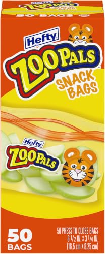 Image of Hefty Zoo Pals Press to Close Snack Bags, 50 Count (Pack of 12)