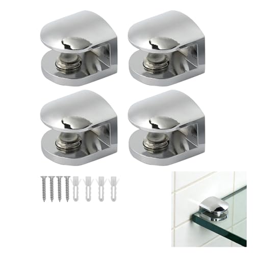 4 Pièces Pince à Verre Réglable, Support d'Étagère en Verre Réglable, Fixation pour Verre,...