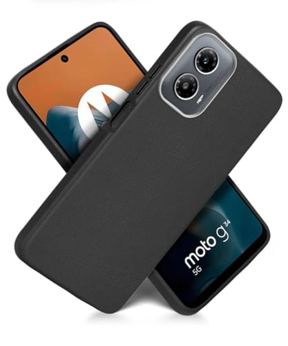 Image of WOW IMAGINE Back Cover for Motorola Moto G34 5G | Moto G45 5G | Ultra Slim Flexible Non-Slip Grip | Inner Fabric | Metal Camera Ring & Lightweight Soft Silicone Mobile Case - Black