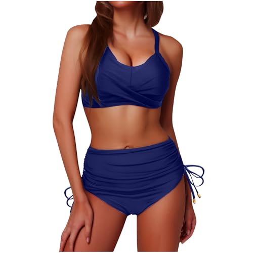 SMUXP Parte superior de bikini de verano para mujer, conjunto de bikini de cintura alta, parte inferior de bikini push up, parte superior de bikini con control de abdomen del Reino Unido, trajes de