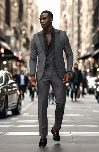 VENNYNG Men's Wedding Suits Slim Fit Formal Suit Daily Business 3 Piece Single Breasted One-Button3