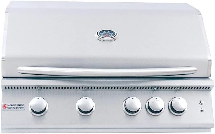 RCS Premier Series 32-Inch 4-Burner Built-In Natural Gas Grill With Rear Infrared Burner & Grill Lights - RJC32AL