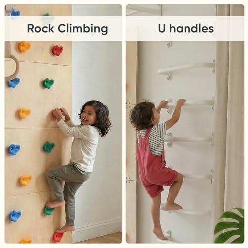 Image of Curious Cub Jungle Gym for Kids Indoor | Kids Gym Play Set | Contains Monkey Bar, Gymnastics Ring, Disk Swing, Rope Ladder for Kid to Play Indoor Fun Activity for Ages 4+ (UL3- 7 FEET)