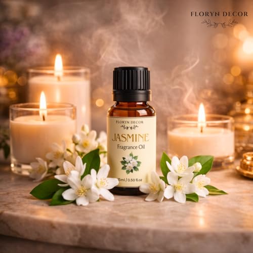 Image of Floryn Decor 15ml Aroma Oil Fragrance Oil for Diffuser, Candles, Soap & Aroma Therapy | Long Lasting Floral Scent | Premium Concentrated Aroma Oil (Jasmine)