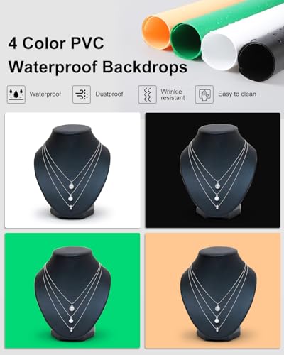 Light Box, PULUZ 16"x16" Studio Light Box with 480pcs LEDs Lights 4 Color PVC Photography backdrops Shooting Tent for Jewelry and Product Portable Lightbox Picture Box for Photography (Upgrade)