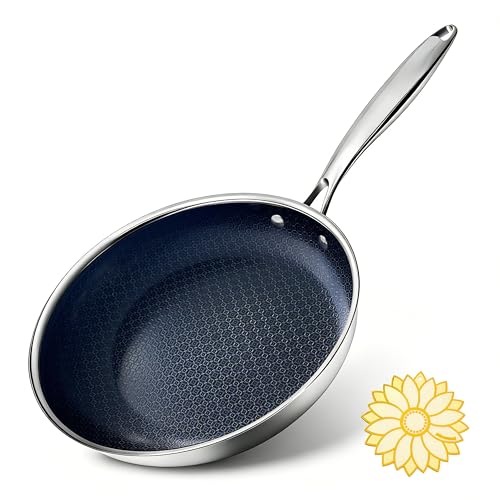 BRASA Nonstick Frying Pan 7.87-inch,Tri-Ply Stainless Steel Skillet,Honeycomb Ceramic Coating, Induction & All Cooktop Compatible,Dishwasher safe (PFOS, PFOA Free)(7.87 in+6.2 in trivet) by BRASA - Used condition - US$14.24