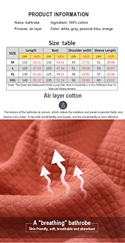 Manto Waffle Masculino Gola Xale Roupão Spa Manga Longa Quimono Adulto Hotel camisola,Gray,M