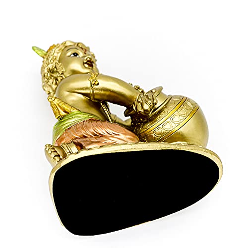 BangBangDa Exquisite Resin Hindu God Baby Krishna Statue - 7.5 Inch Krishna Murti for Home Temple Mandir Altar Shrine Diwali Festive Puja Item Home Meditation Yoga Room Shelf Spiritual Decor