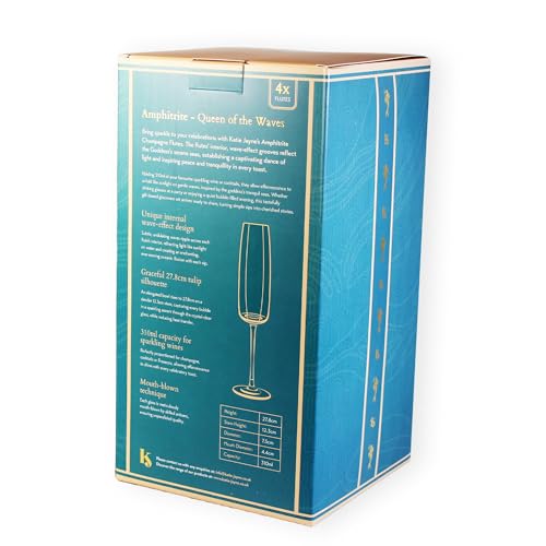 Copas de champán de 310 ml Katie Jayne con efecto de onda transparente y tallo delgado 4