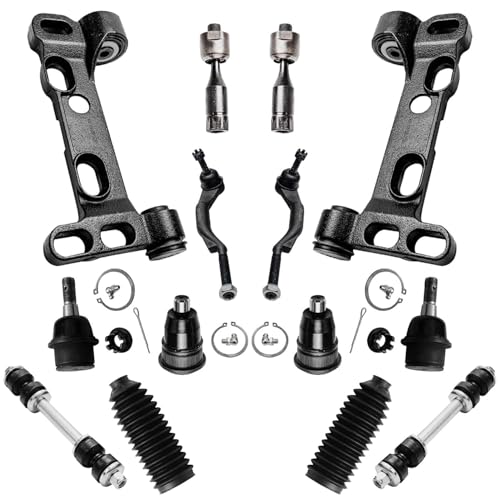Image of Detroit Axle - 14pc Front End Kit for 2008-2009 Chevy Trailblazer GMC Envoy 2008 Saab 9-7X, 2 Lower Control Arm Brackets 4 Upper & Lower Ball Joints 2 Sway Bars 4 Tie Rods 2 Boots Replacement
