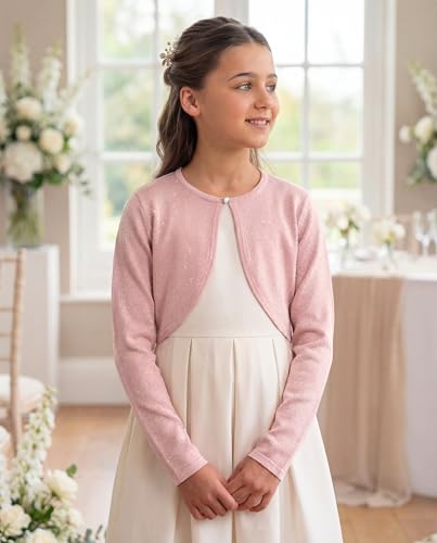 Image of BOLEROSE Girls Long Sleeve Sparkle Cardigan Childrens Kids Bolero Shrug