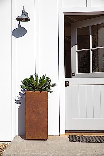 Image of Veradek Corten Steel Series Pedestal Planter - Outdoor Planter with Shelf