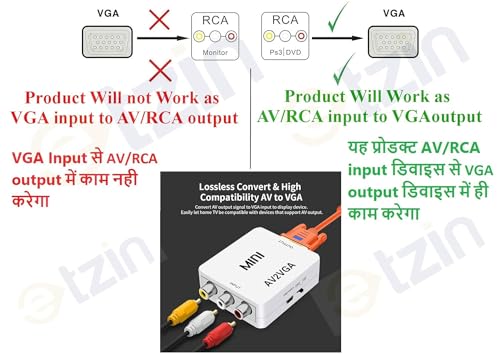 Image of AV to VGA Adapter 1080P HD Mini VGA Converter, RCA to VGA HD Video Converter with 3.5mm Audio Jack for PC /Laptops /STB /Computer
