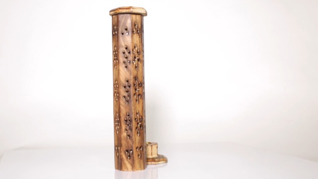 Beavorty Bruciatore Di Incenso In Legno Di Palissandro – Mini Porta Incenso Rotondo Con 4 Fori Per Bastoncini E Coni