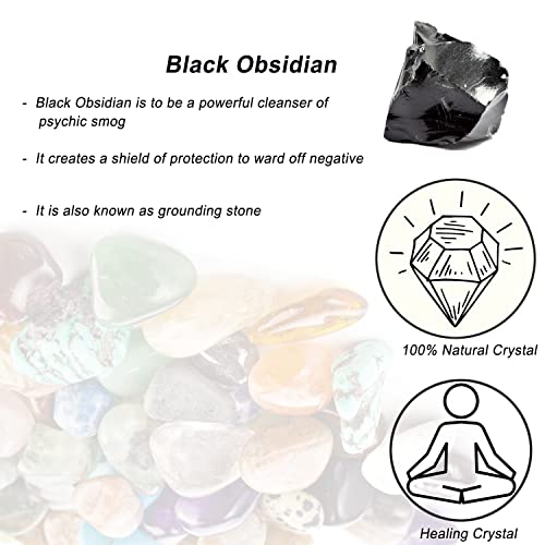 Image of Erliway Black Obsidian Raw Crystal Stone Large 1.25-2.0 inch Healing Crystals