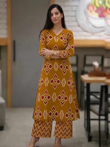 Image of ANNI Designer Co Ord Set for Women Viscose Printed | Straight Kurta Palazzo Set for Woman | V Neck 3 /4 Sleeve Ethnic Dress Stylish Coord Outfit Trendy Womens Clothing