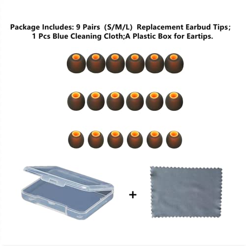 Image of Earbuds Replacement Tips Silicone Earbud Tips Ear Gels Fit for Inner Hole from 3.8mm - 5.1mm Earphones 9 Pairs S /M /L Black-Orange