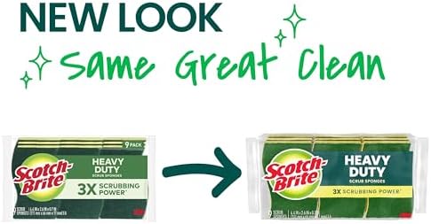Scotch-Brite Heavy Duty Scrub Sponges, For Washing Dishes and Cleaning Kitchen, 9 Scrub Sponges - 1