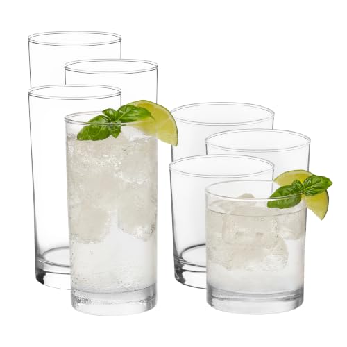 Image of Province Tumbler & Rocks Drinking Glasses Set of 16, Tall Glass Cups | 11 oz Capacity for Whiskey, Cocktails, and More with Heavy Base and Dishwasher-Safe Cleanup