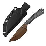 KANSPET Flank Fixed Blade Knife, 3.69' Rose Gold Coated Sharp D2, Black Micarta Ergonomics Handle, Adjustable Kydex Sheath for EDC Hunting Survival Camping G006A3