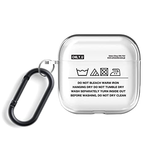 ONLYOU Airpods4 用 ケース かわいい おしゃれ 韓国 TPU ランドリー タグ 洗濯タグ デザイン クリア 透明 エアーポッズ4 カバー かわいい 大人 可愛い おしゃれ イヤホンケース (Airpods4(第4世代), ブラック)