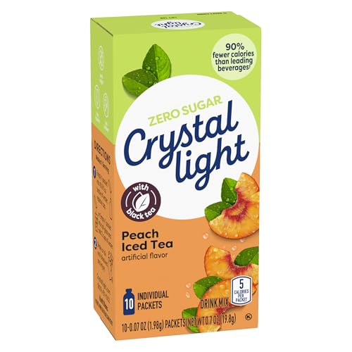 Crystal Light Peach Iced Tea Powdered Drink Mix, 10 Count (Pack of 12)