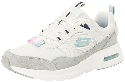 Skechers, Skech-Air Court Cool Avenue Mujer, Cuero Azul Claro, Gris, Malla Azul Claro, 41 EU