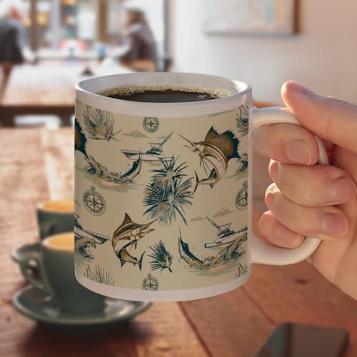 Taza de cerámica con diseño Billfish Fishing Tiki, 11oz miniatura 4
