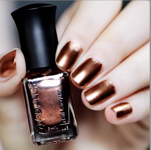IMGDD Brown Bronze Copper Metallic Nail Polish Mirror Nail Polish Quick Dry Nail Lacquers Long-Lasting Shiny Nail Art Polish (TJ017 6ml)