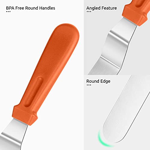 Image of Icing Spatula, U-Taste Offset Spatula Set with 6 inch, 8 inch, 10 inch Blade,Stainless Steel Angled Cake Decorating Frosting Spatula Set of 3 (Orange)