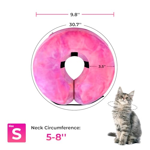 Image of Dog Cone, Uadonile Inflatable Cone Collar for Dogs and Cats, Dog Neck Collar Recovery E-Collar Alternative After Surgery, Elizabethan Collar for Dogs Recovery(Tie-dye Rose Purple, S)