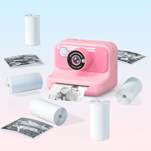 Hangrui 5 Rollen Druckpapier für Kinderkamera,Sofortdruck Thermopapier,Kamera-Druckpapier,Nachfüllpapier für Kinderkamera,Thermopapier,Foto-Druckerpapierrolle(Länge: 2,16inch & Breite: 1,1inch)