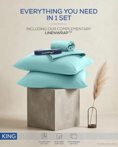 Image of Utopia Bedding King Sheet Set 4 Piece Soft Sheets - Spa Blue