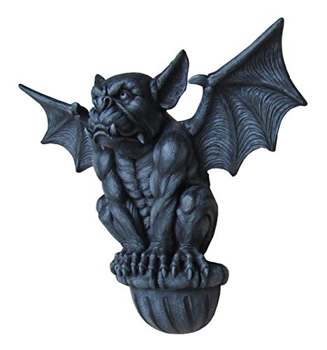 Dwk - Castle Guardian - Large Indoor Outdoor Medieval Gargoyle Statue Architectural Wall Mounted Hanging Halloween Gothic Home Décor Accent, Stone Finish, 20-Inch #TOP2