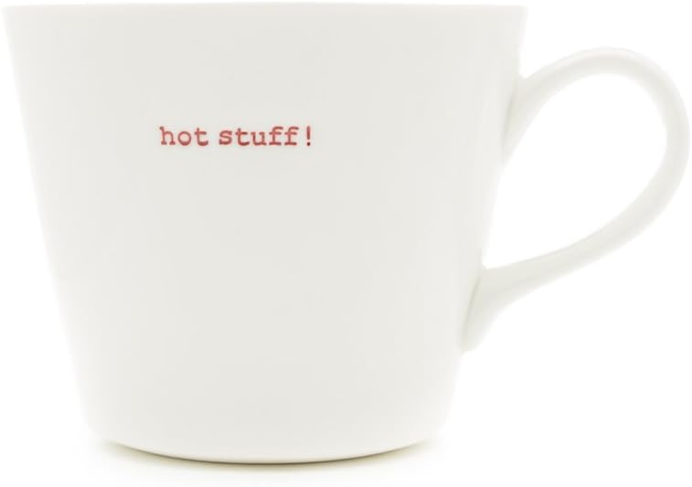 Keith Brymer Jones - Word Range - Standard Ceramic White Mug - hot Stuff! - 350ml - Gift Boxed