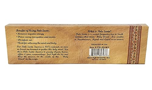 New Age Imports, Inc~ Premium Palo Santo & Myrrh 7-8" Size Incense Sticks. Great for Meditation, Smudging, Spiritual Cleansing. (10 Sticks Pack)