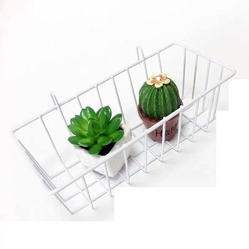 Cesto da parete in filo metallico, organizer da parete, cestino in ferro, cesti per scaffali. Cestini da appendere per vasi di fiori, scaffali, balconi, piante e libreria/bagno (bianco)