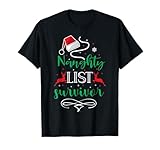 Photo Gallery naughty list survivor - cappello da babbo natale divertente maglietta Photo Gallery naughty list survivor - cappello da babbo natale divertente maglietta