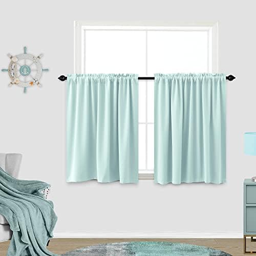 KOUFALL Sage Green Curtains 63 Inch Length for Bedroom 2 Panels Grommet Window Treatments Room Darkening Insulated Blackout Thermal Boho Drapes for Living Room Set Decor 52x63 Inches Long Light Green