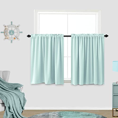 Image of KOUFALL Heat Blocking Curtains for Bedroom Short,Blackout Insulated Thermal Summer Curtains for Living Room,Mint Green /Seafoam /Light Aqua Colored