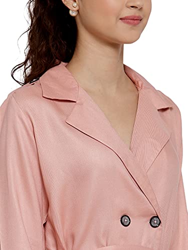 Image of Style Quotient Women Black Solid Double-Breasted Trench Coat