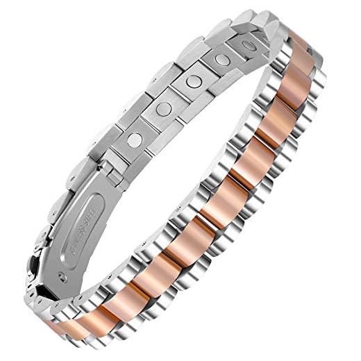 Wincone Elegant Magnetic Bracelets for Women Arthritis Pain Relief Carpal Tunnel Syndrome, Rose Gold Stainless Steel Magnetic Therapy Bracelet Jewelry Gifts for Valentine's Day