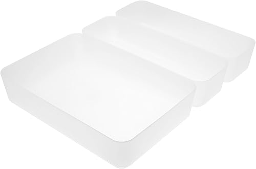 Uonlytech Bandeja divisora de cajones de plástico resistente para escritorio, organizador de escritorio, maquillaje, joyería, papelería, cubiertos